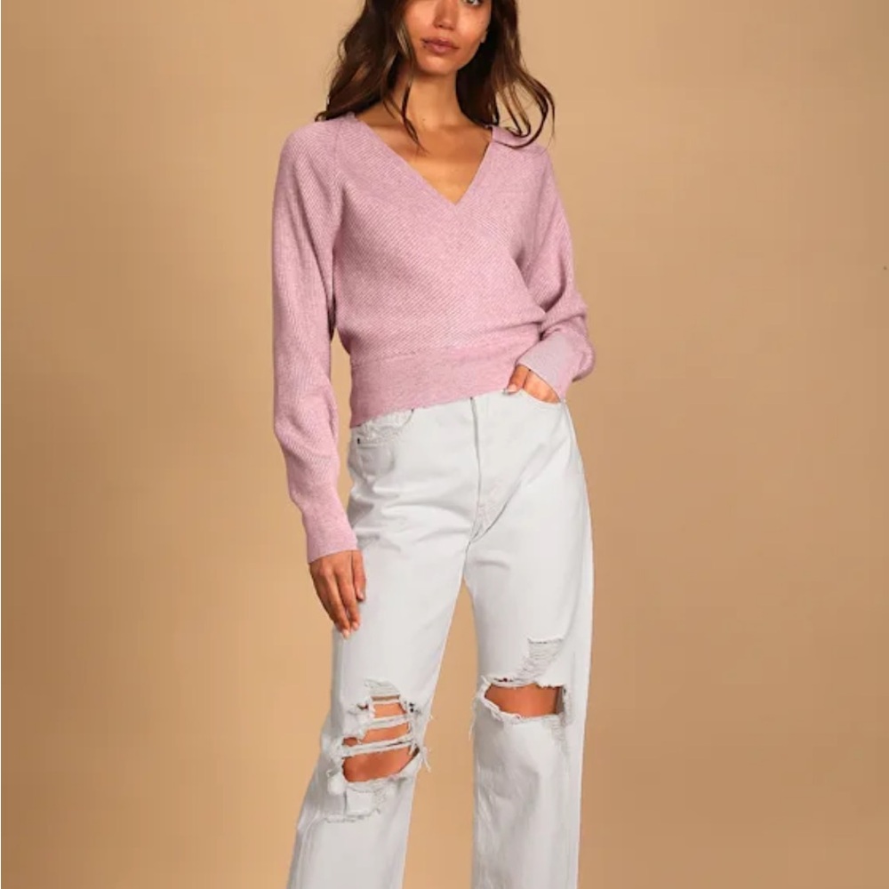 Pink V-Neck Sweater - Picture 6 of 6
